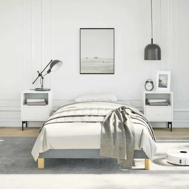 Alt view image 3 of 14 - vidaXL Twin XL Size Bed Frame with Plywood Slats, Platform Bed Frame, Fabric Upholstered Mattress Foundation, No Box Spring Needed & Easy Assembly, Light Gray, without Mattress