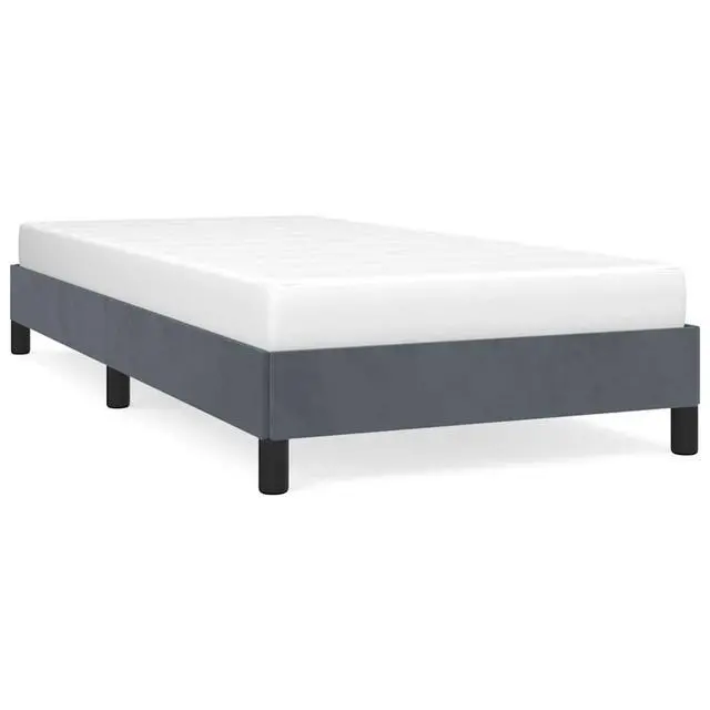 Alt view image 2 of 13 - vidaXL Twin XL Size Bed Frame with Plywood Slats, Platform Bed Frame, Velvet Upholstered Mattress Foundation, No Box Spring Needed & Easy Assembly, Dark Gray, without Mattress