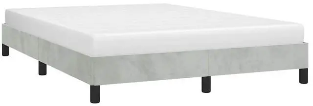 Main image of vidaXL Queen Size Bed Frame with Plywood Slats, Platform Bed Frame, Velvet Upholstered Mattress Foundation, No Box Spring Needed & Easy Assembly, Light Gray, without Mattress