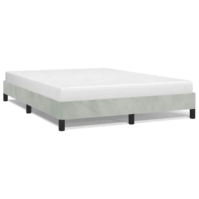 Alt view image 2 of 13 - vidaXL Queen Size Bed Frame with Plywood Slats, Platform Bed Frame, Velvet Upholstered Mattress Foundation, No Box Spring Needed & Easy Assembly, Light Gray, without Mattress