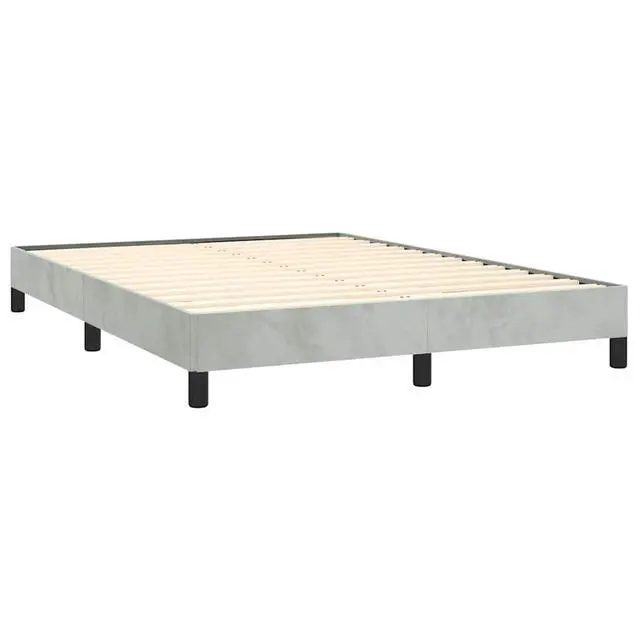 Alt view image 3 of 13 - vidaXL Queen Size Bed Frame with Plywood Slats, Platform Bed Frame, Velvet Upholstered Mattress Foundation, No Box Spring Needed & Easy Assembly, Light Gray, without Mattress