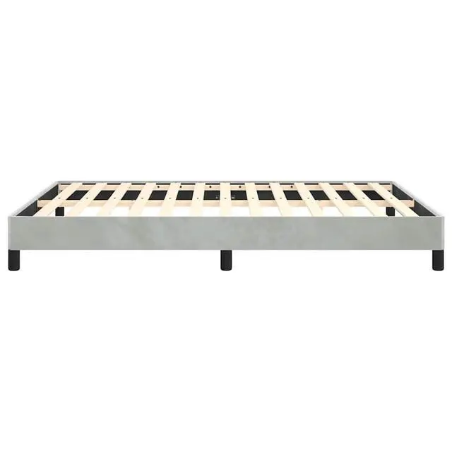 Alt view image 7 of 13 - vidaXL Queen Size Bed Frame with Plywood Slats, Platform Bed Frame, Velvet Upholstered Mattress Foundation, No Box Spring Needed & Easy Assembly, Light Gray, without Mattress