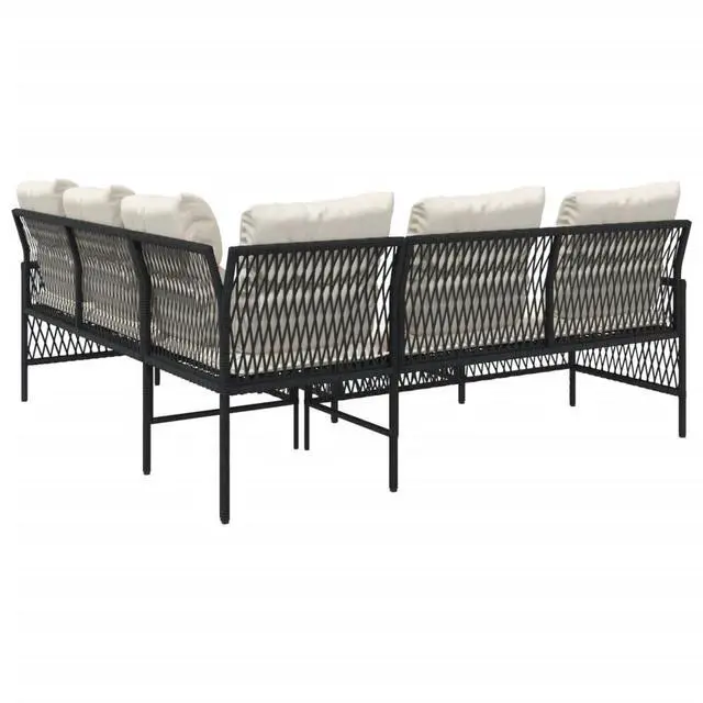 Alt view image 7 of 14 - vidaXL Patio Sofa Set with Cushions Outdoor Furniture 2 Piece Black Poly Rattan