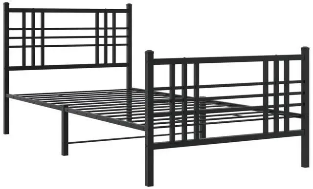 Alt view image 3 of 14 - vidaXL Metal Bed Frame with Headboard and Footboard Furniture Black 39.4"x78.7"