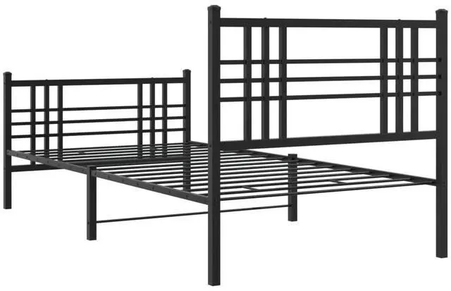 Alt view image 6 of 14 - vidaXL Metal Bed Frame with Headboard and Footboard Furniture Black 39.4"x78.7"