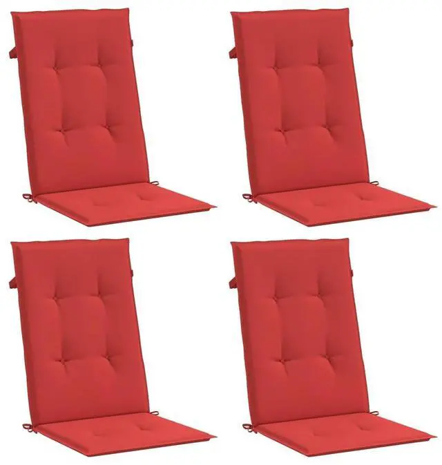 Alt view image 3 of 17 - vidaXL Chair Cushion 4 Pcs Outdoor Garden High Back Chair Cushion Red Fabric