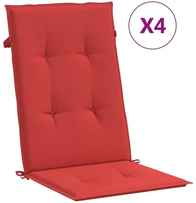 Alt view image 2 of 17 - vidaXL Chair Cushion 4 Pcs Outdoor Garden High Back Chair Cushion Red Fabric