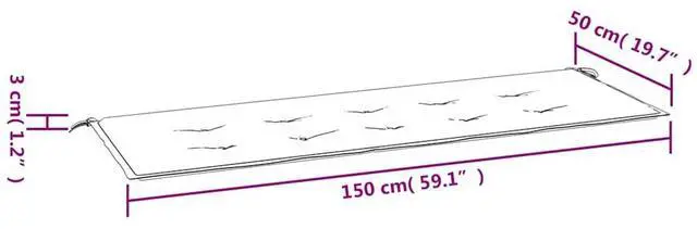 Alt view image 7 of 7 - vidaXL Bench Cushion Water Repellent Garden Cushion Anthracite Oxford Fabric