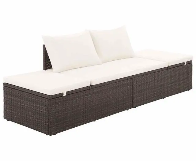 Alt view image 2 of 13 - vidaXL Patio Bed, Outdoor Lounge Bed, Adjustable Sides Lightweight Weather-Resistant Easy Maintenance, Washable Cushions & Poly Rattan Frame