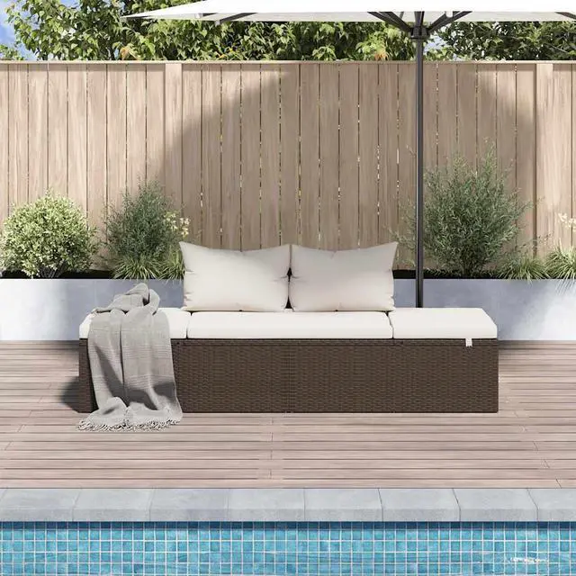 Alt view image 3 of 13 - vidaXL Patio Bed, Outdoor Lounge Bed, Adjustable Sides Lightweight Weather-Resistant Easy Maintenance, Washable Cushions & Poly Rattan Frame