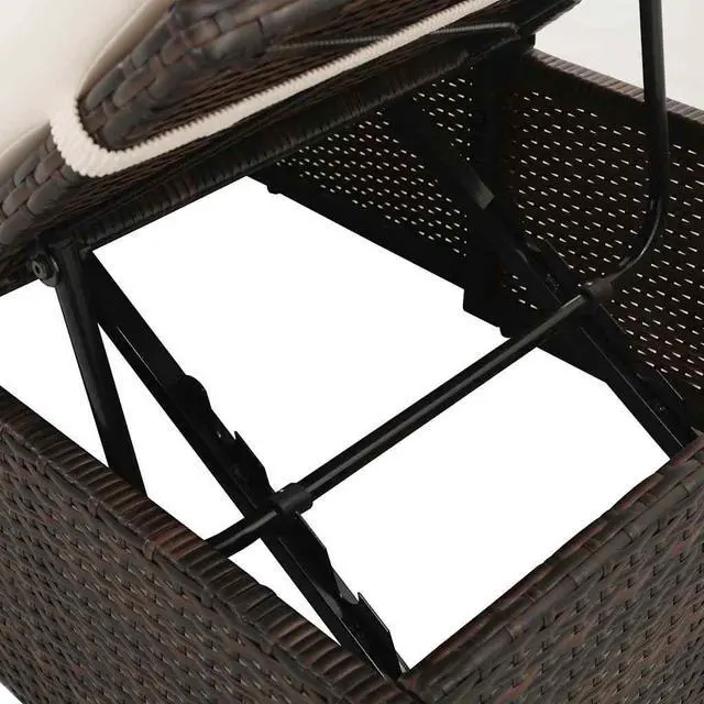 Alt view image 6 of 13 - vidaXL Patio Bed, Outdoor Lounge Bed, Adjustable Sides Lightweight Weather-Resistant Easy Maintenance, Washable Cushions & Poly Rattan Frame