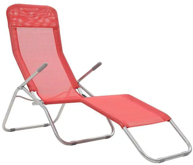 Alt view image 2 of 14 - vidaXL Deckchairs Outdoor Chaise Lounge Chair Sunbeds 2 Pcs Textilene Red