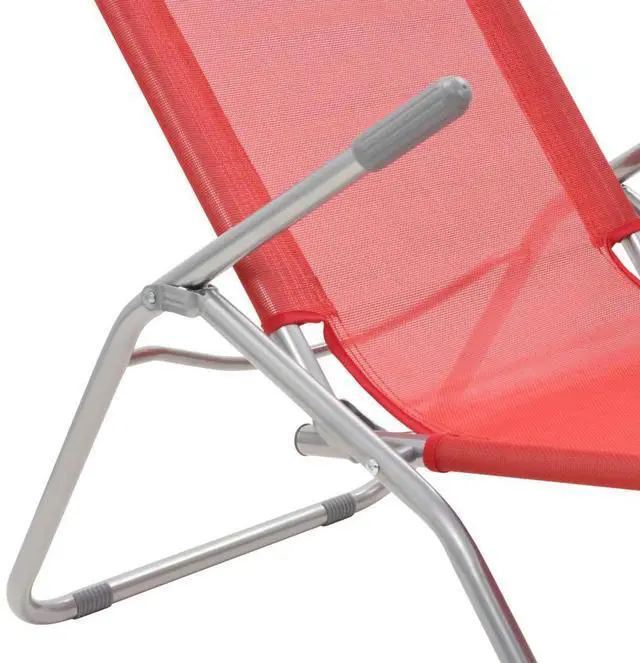 Alt view image 7 of 14 - vidaXL Deckchairs Outdoor Chaise Lounge Chair Sunbeds 2 Pcs Textilene Red