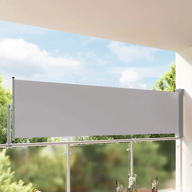 Main image of vidaXL Patio Retractable Side Awning 39.4"x118.1" Gray Screen Shade Blind