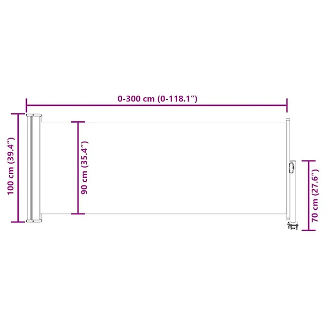 Alt view image 4 of 14 - vidaXL Patio Retractable Side Awning 39.4"x118.1" Gray Screen Shade Blind