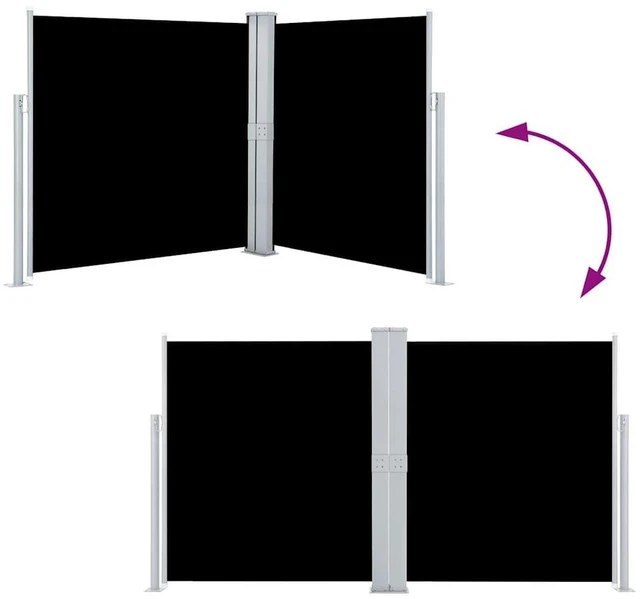Alt view image 5 of 15 - vidaXL Retractable Side Awning Patio Folding Privacy Screen Black 55.1"x236.2"