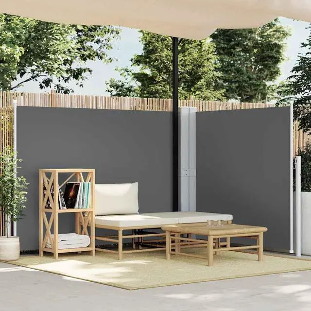 Main image of vidaXL Retractable Side Awning Folding Privacy Screen Anthracite 55.1"x236.2"