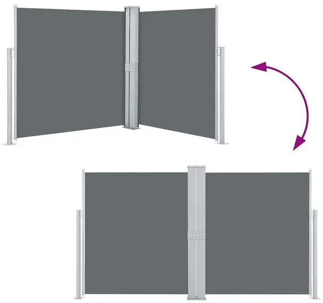 Alt view image 5 of 13 - vidaXL Retractable Side Awning Folding Privacy Screen Anthracite 55.1"x236.2"