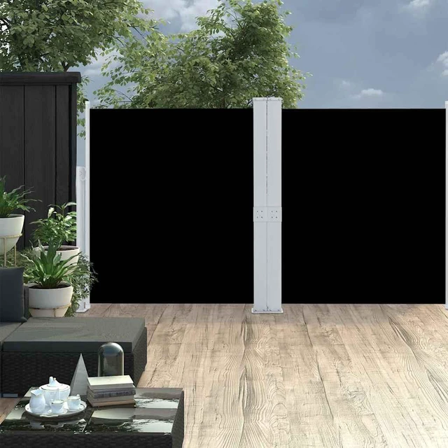 Main image of vidaXL Retractable Side Awning Patio Folding Privacy Screen 66.9"x236.2" Black