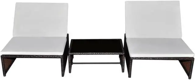 Alt view image 2 of 15 - vidaXL Reclining Patio Chairs with Table Furniture 2 Pcs Brown Poly Rattan