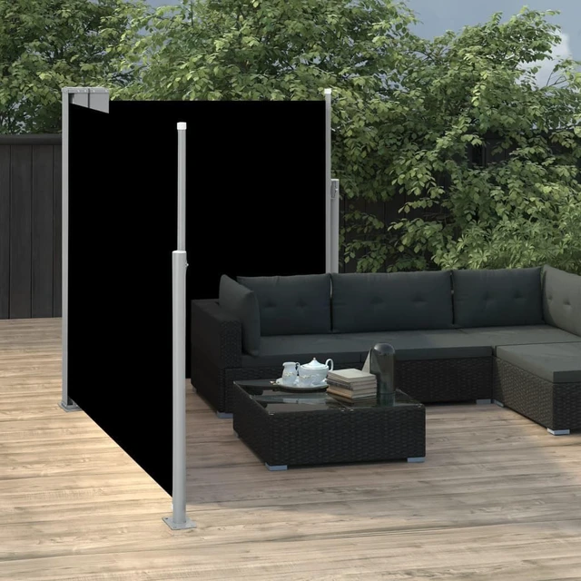 Alt view image 10 of 15 - vidaXL Retractable Side Awning Patio Folding Privacy Screen 66.9"x236.2" Black