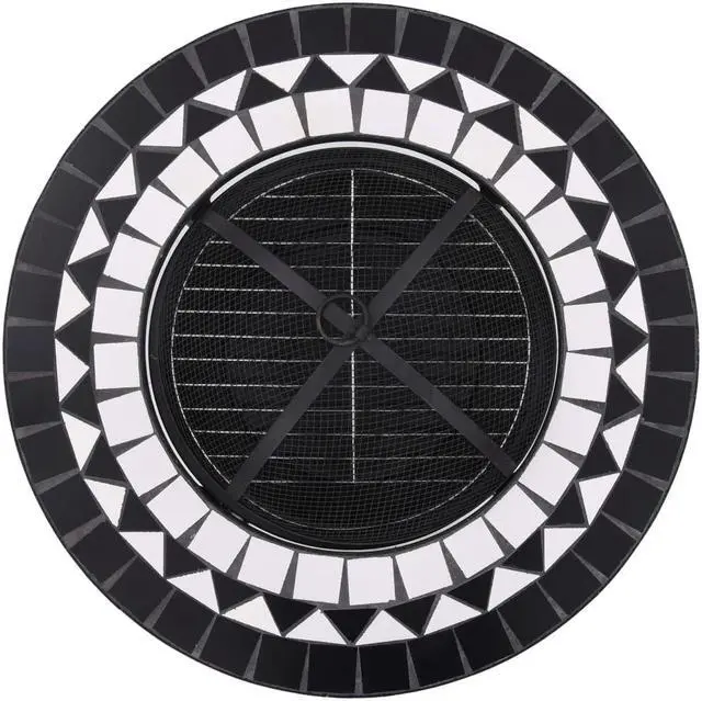 Alt view image 2 of 17 - vidaXL Fire Pit Table Fireplace Camping Firebowl Outdoor Black and White Ceramic