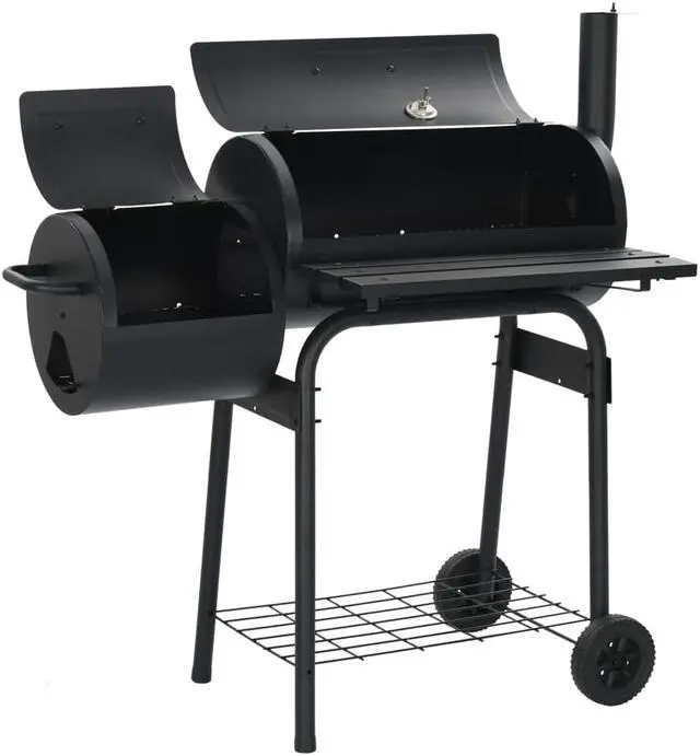 Alt view image 2 of 17 - vidaXL Classic Charcoal BBQ Offset Smoker Garden Picnic Cooking Grill Barbecue