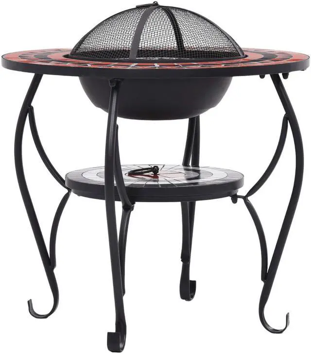Alt view image 3 of 17 - vidaXL Fire Pit Table Fireplace for Camping Picnic Terracotta and White Ceramic