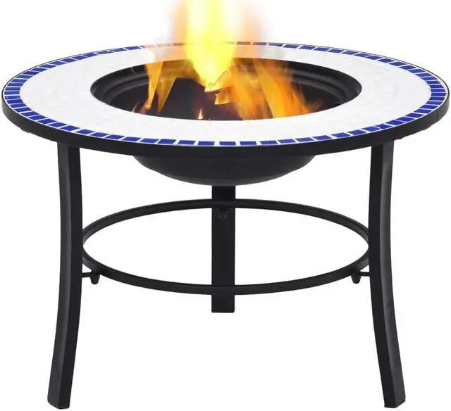 Alt view image 3 of 20 - vidaXL Fire Pit Fireplace Camping Picnic Firebowl Outdoor Blue and White Ceramic