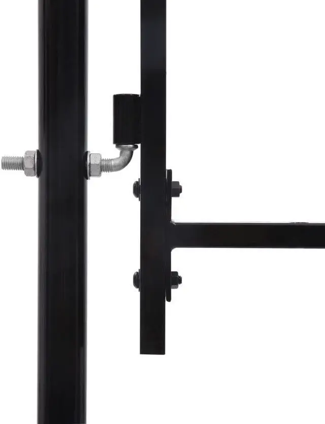 Alt view image 4 of 12 - vidaXL Fence Gate Single Door with Spike Top Steel 39.4" Black Garden Barrier