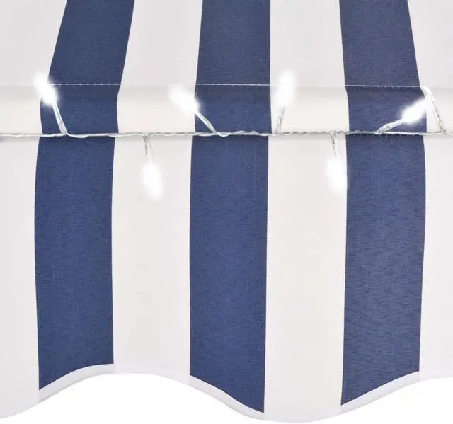 Alt view image 4 of 6 - vidaXL Retractable Awning Patio with Hand Crank and LED 98.4" Blue and White