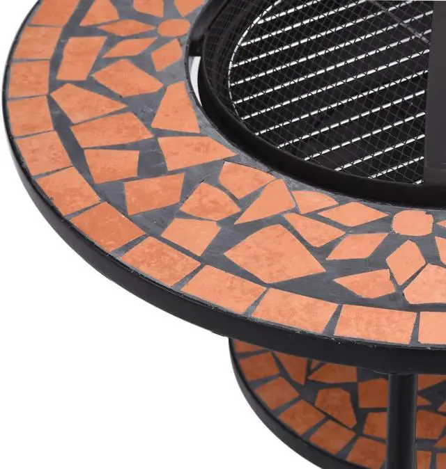 Alt view image 4 of 20 - vidaXL Fire Pit Table Fireplace for Camping Picnic Firebowl Terracotta Ceramic