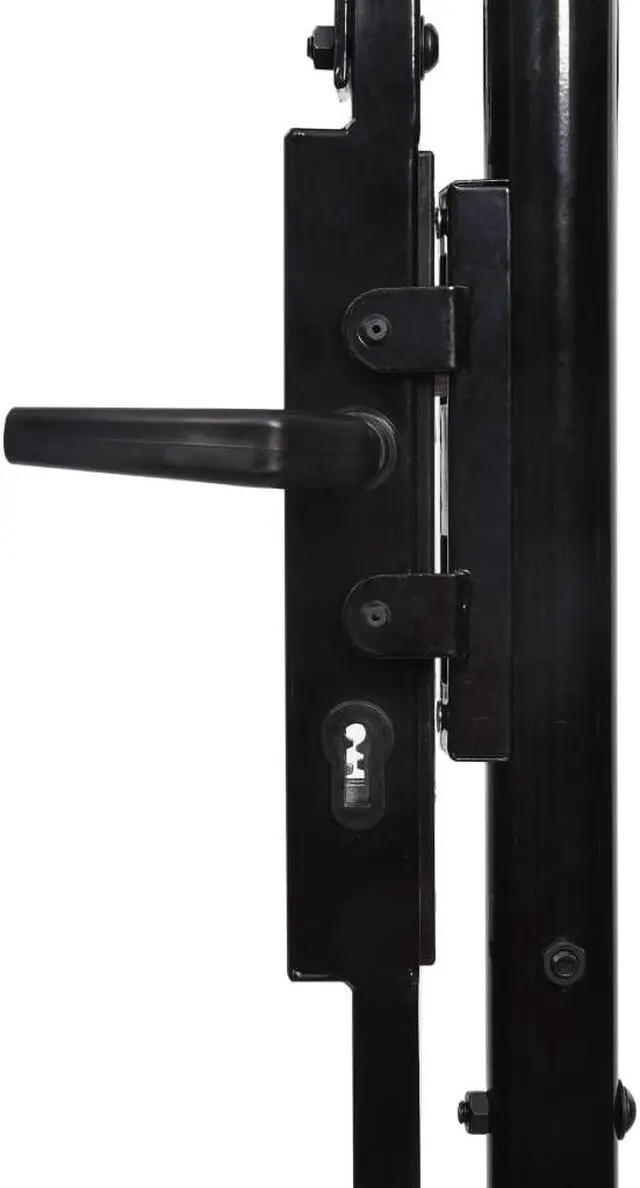 Alt view image 2 of 12 - vidaXL Fence Gate Single Door with Spike Top Steel 39.4" Black Garden Barrier