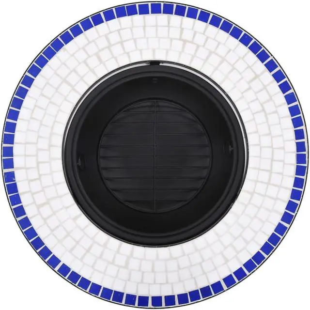 Alt view image 5 of 20 - vidaXL Fire Pit Fireplace Camping Picnic Firebowl Outdoor Blue and White Ceramic