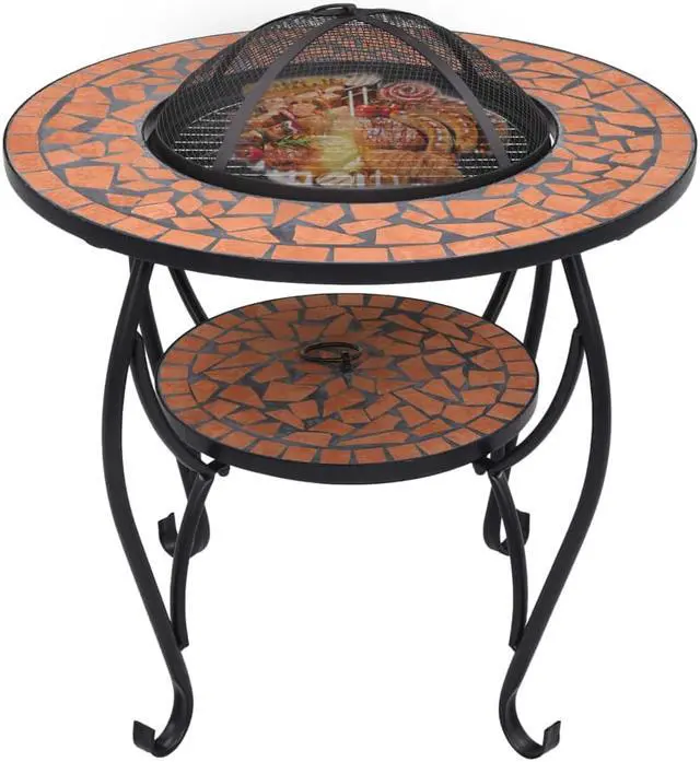 Alt view image 7 of 20 - vidaXL Fire Pit Table Fireplace for Camping Picnic Firebowl Terracotta Ceramic