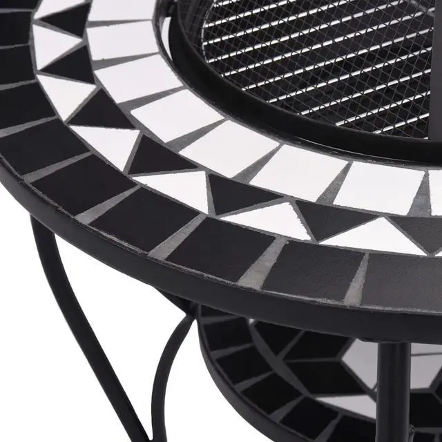 Alt view image 7 of 17 - vidaXL Fire Pit Table Fireplace Camping Firebowl Outdoor Black and White Ceramic