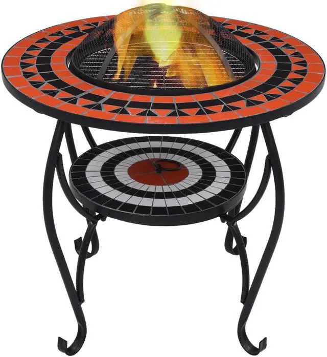 Main image of vidaXL Fire Pit Table Fireplace for Camping Picnic Terracotta and White Ceramic