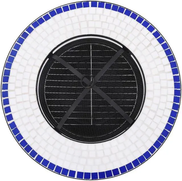 Alt view image 7 of 19 - vidaXL Fire Pit Table Fireplace Camping Firebowl Outdoor Blue and White Ceramic