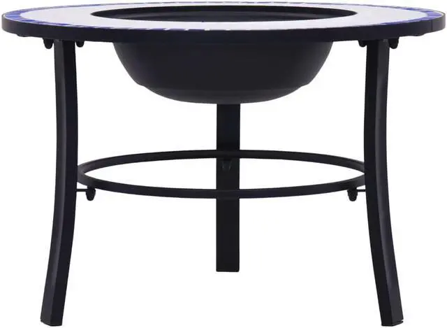 Alt view image 7 of 20 - vidaXL Fire Pit Fireplace Camping Picnic Firebowl Outdoor Blue and White Ceramic