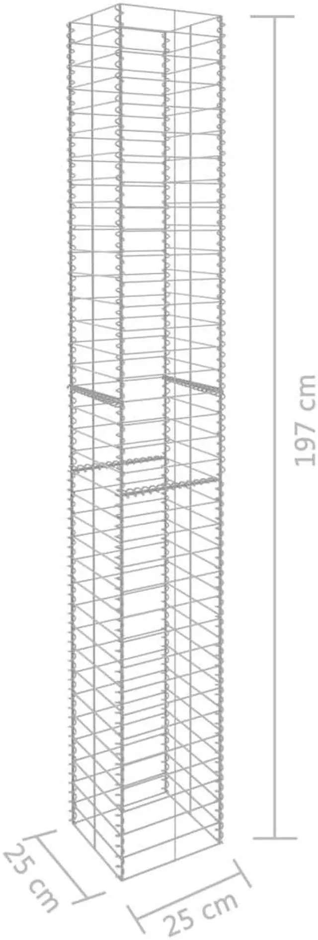 Alt view image 2 of 13 - vidaXL Gabion Baskets Gabion Wall Cage 3 Pcs Galvanized Steel 9.8"x9.8"x77.6"