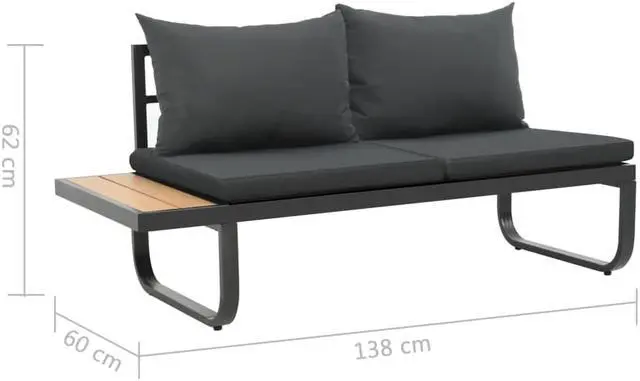Alt view image 7 of 16 - vidaXL Patio Lounge Set Outdoor Sofa Set with Cushions 3 Piece Aluminum WPC
