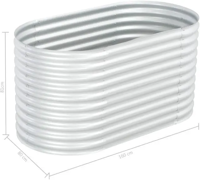 Alt view image 7 of 12 - vidaXL Garden Raised Bed 63"x31.5"x31.9" Galvanized Steel Silver Flower Box