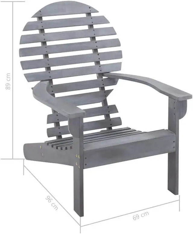 Alt view image 7 of 12 - vidaXL Folding Adirondack Chair Lawn Chair for Porch Solid Wood Acacia Gray