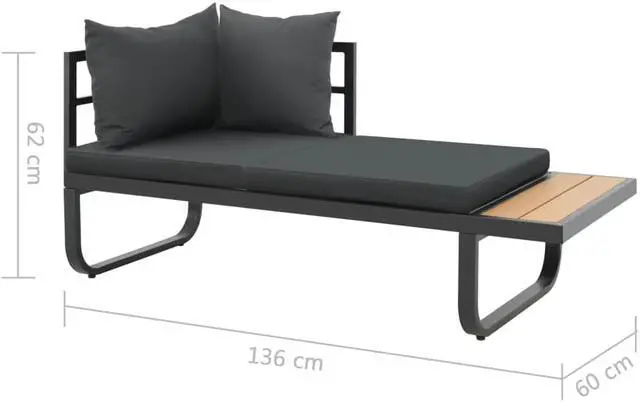 Alt view image 6 of 16 - vidaXL Patio Lounge Set Outdoor Sofa Set with Cushions 3 Piece Aluminum WPC