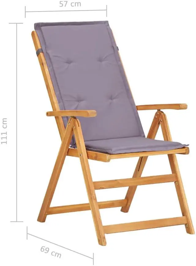 Alt view image 7 of 15 - vidaXL Outdoor Recliner Chairs 2 Pcs Reclining Chair Brown Solid Wood Acacia