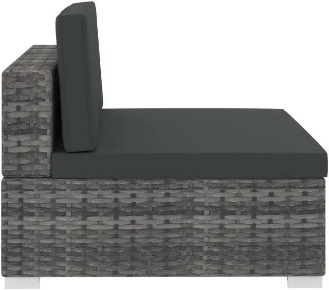Alt view image 5 of 7 - vidaXL 4 Seater Sofa Couch with Cushions Patio Wicker Furniture PE Rattan Gray