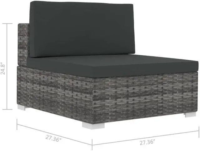 Alt view image 4 of 7 - vidaXL 4 Seater Sofa Couch with Cushions Patio Wicker Furniture PE Rattan Gray