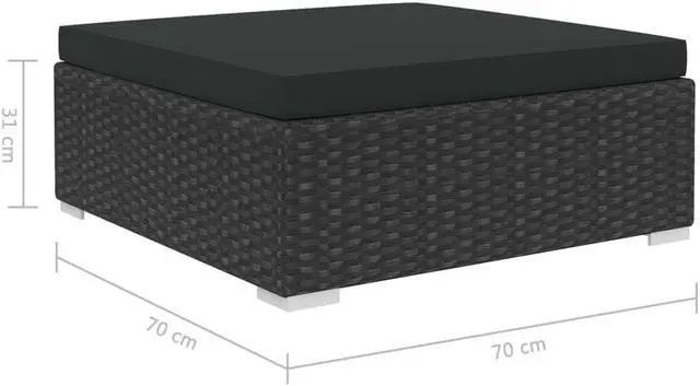 Alt view image 7 of 7 - vidaXL Patio Sofa 11 Piece Conversation Set with Cushions Poly Rattan Black