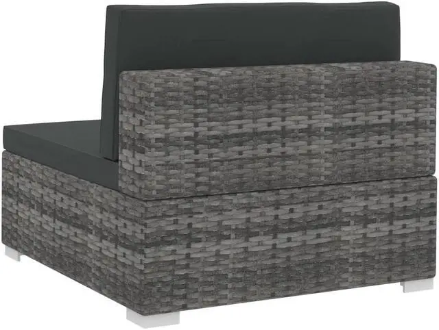 Alt view image 6 of 7 - vidaXL 4 Seater Sofa Couch with Cushions Patio Wicker Furniture PE Rattan Gray