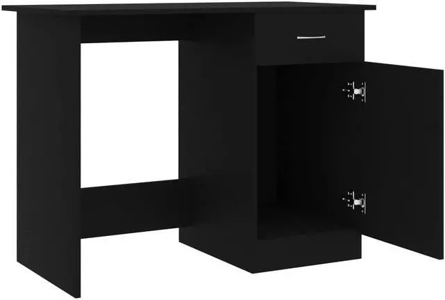 Alt view image 3 of 13 - vidaXL Desk Black Engineered Wood Study Office Work Station Writing Table